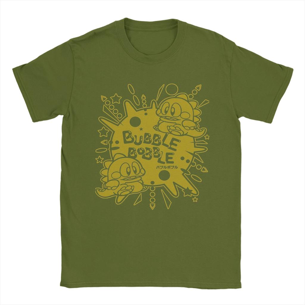 Vintage T Shirt Bubble Bobble Cotton TShirts Hippie Tshirt for Unisex Beach Y2K Fun Custom Logo Short Sleeve Tees