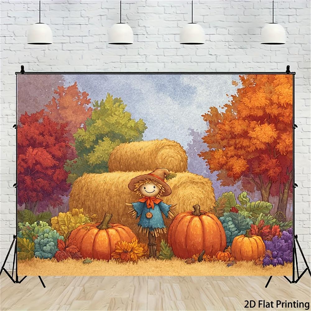 2D Plane 1 Piece of Autumn Harvest Rural Background Fabric Background Fabric for Autumn and Winter Parties