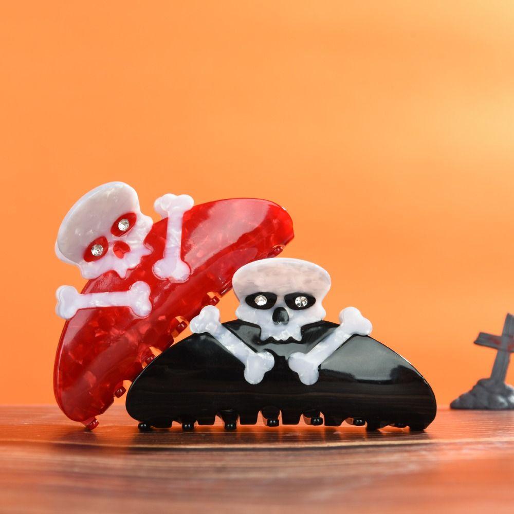Spider Halloween Hair Claw Cross Skeleton Shark Clip Headwear Halloween Themed Gripper  Girls