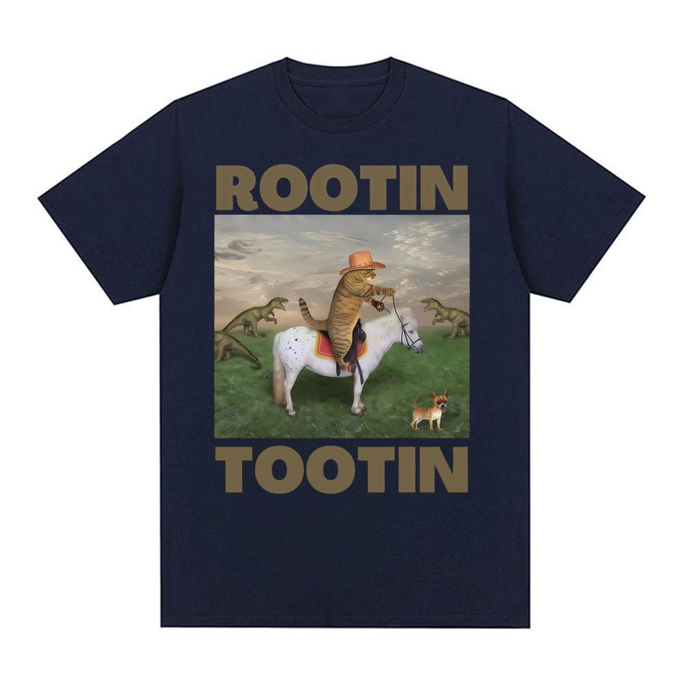 Rootin Tootin Cowboy Cat Graphic Tshirts Unisex Clothing Retro Fashion Humor Short Sleeve T Shirts Cotton Casual Oversized Tshirt