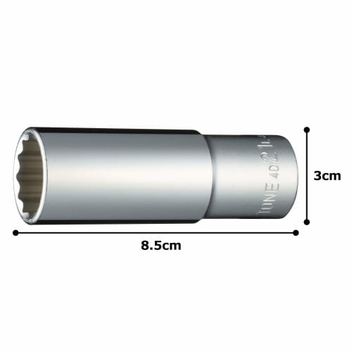 TONE Deep Socket (Bihexagonal) 4D-21L Drive Angle 12.7mm (1/2") Width across flats 21mm