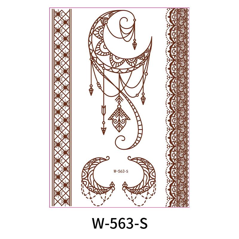 Indian Lace Tattoo Sticker Reddish-Brown Waterproof Tattoo Sticker