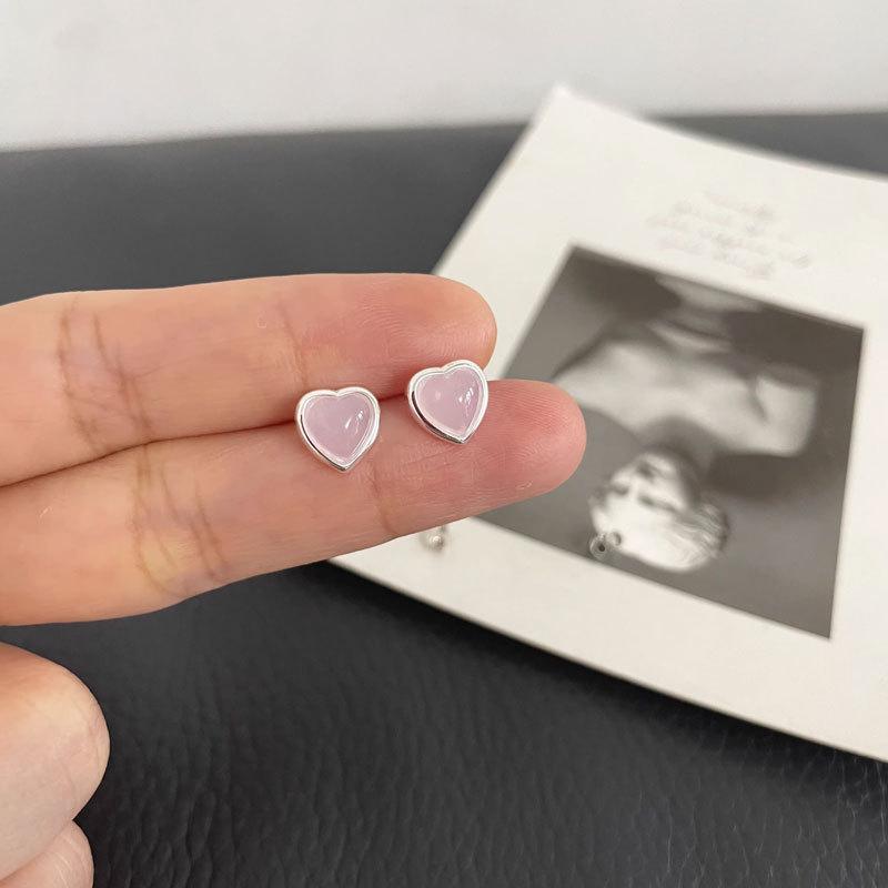 All-body Korean Ins Blogger Pink Blue Peach Heart Heart Earrings for Women Candy Color Heart Shape Earrings