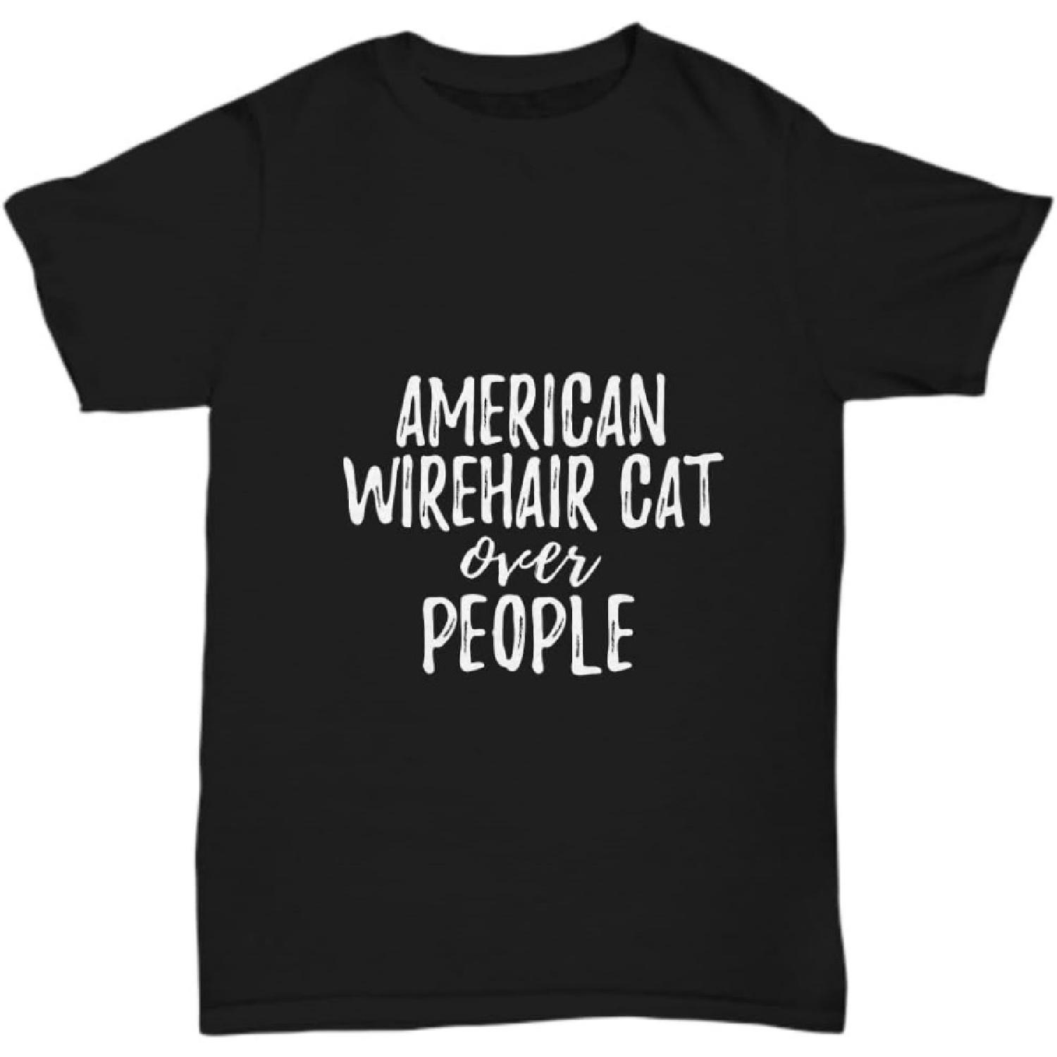 EzGift American Wirehair Cat Over People T-Shirt Gift Idea Animal Rights Unisex Tee XXXXXL разноцветный