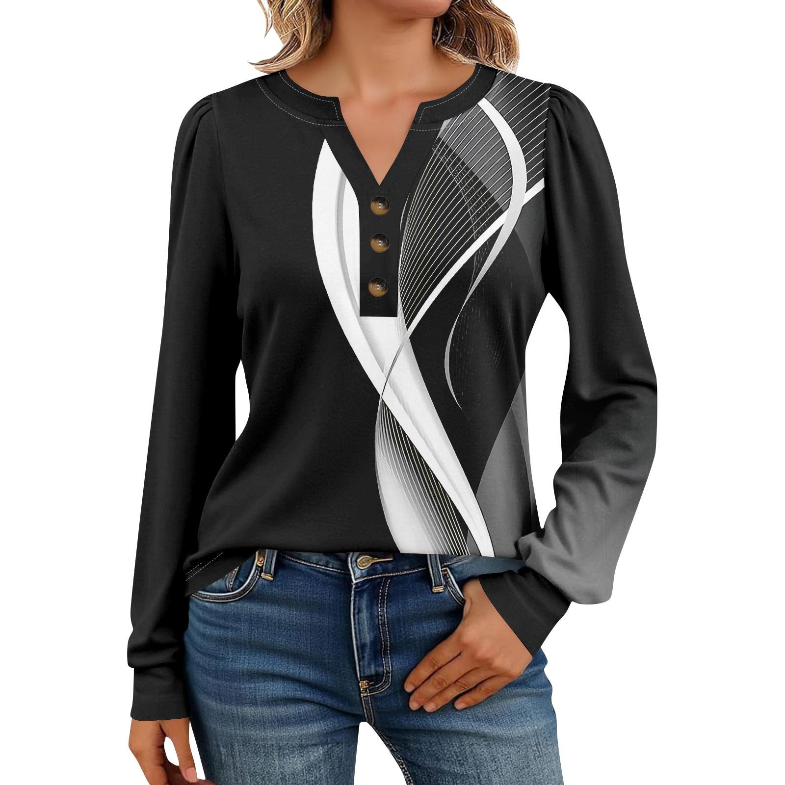 

Женские рубашки с длинным рукавом Хенли Повседневные топы Модные блузки Милые футболки XL белый