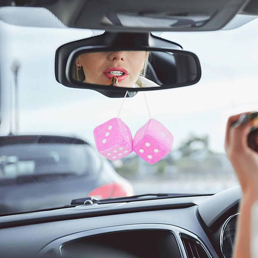 Fuzzy Dice for Car Mirror - Plush Dice Rearview Mirror