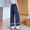 Korean Wide-leg Women Summer Thin New High-waisted Loose Petite Lace Straight Pants