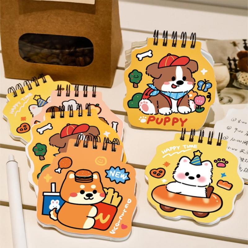 School Supplies Artoon Cute Puppy Flip Up Coil Book Cute Kawai Stationery Reward Small Book Good Looking Notebook Small Gift