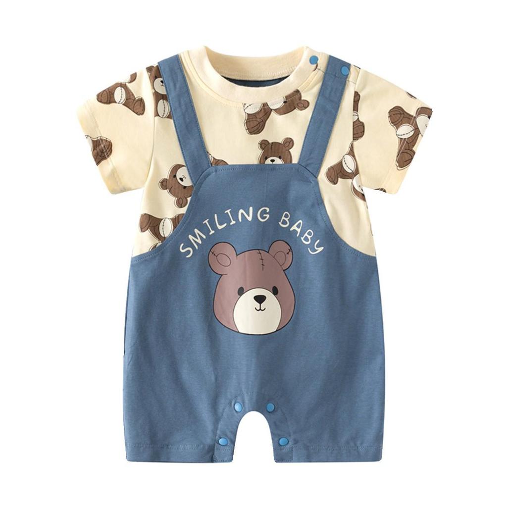 Letní overal s krátkým rukávem pro novorozeného chlapečka - Roztomilý outfit na lezení na oslavu prvního měsíce