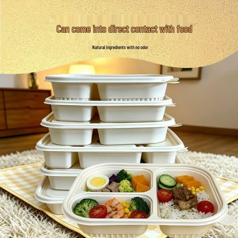 Biodegradable Corn Starch 3-Compartment Disposable Meal Boxes