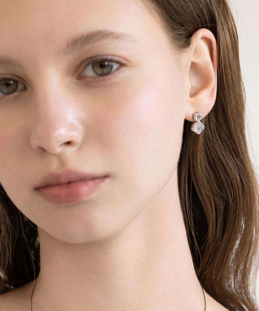 Tatiana Double Texture Cubic Stud Earrings Ec3316