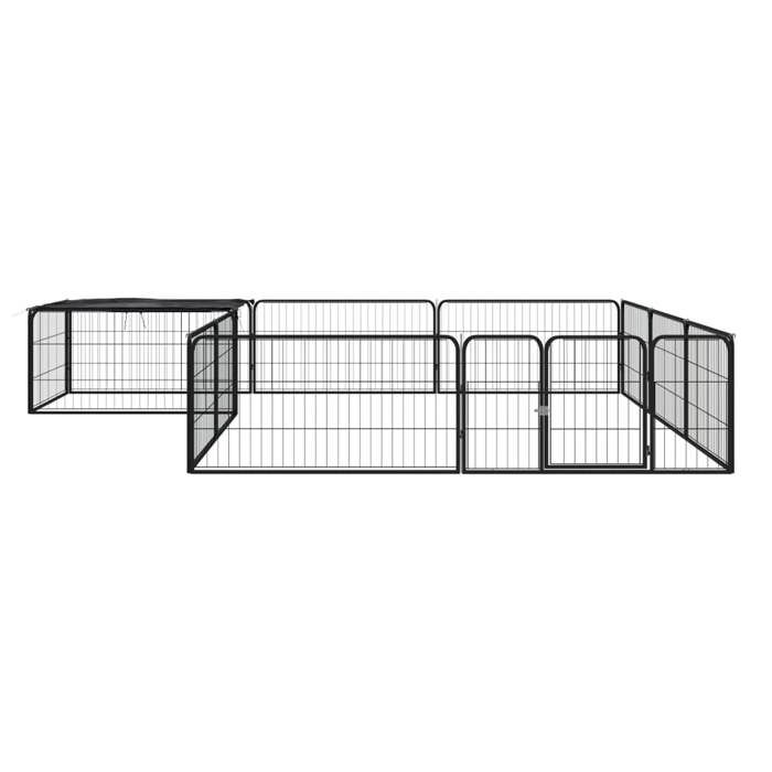 VidaXL Dog Playpen 12 Panels Black 100x50cm Powder-Coated Steel 3115977