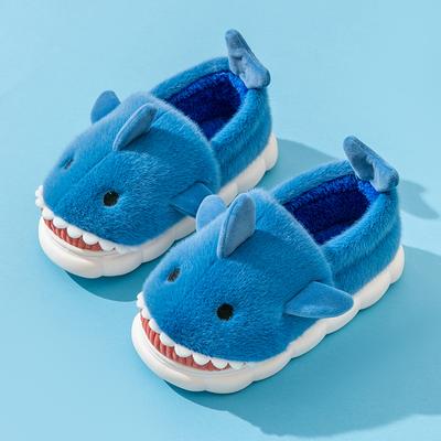 Pantofole Invernali Pelose da Squalo Uomo Donna da Interno Confortevoli Calde Pantofole da Casa da Donna Blu Divertenti Cartone Animato Scarpe di Peluche da Uomo