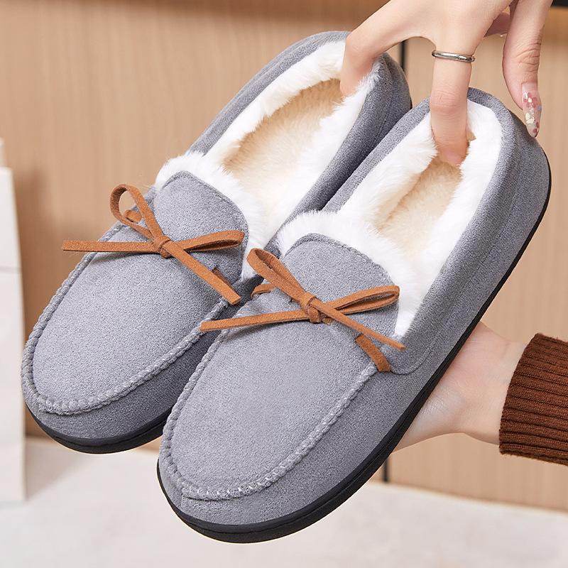 Unisex Cotton Shoes Winter New Velvet Thickened Cotton Shoes Fashion Versatile Warm Comfortable Short Boots One Pedal Home Cotton Mop