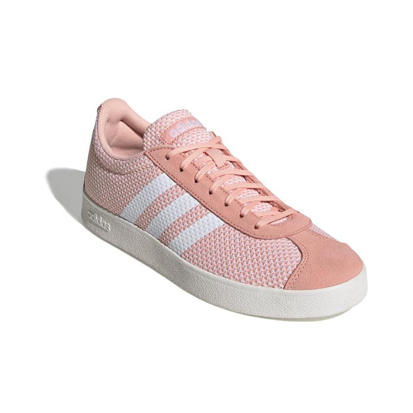 Adidas Neo Vl Court 2.0 Synthetic Leather Low-Top Sneakers Women Sneakers White Pink EE6790
