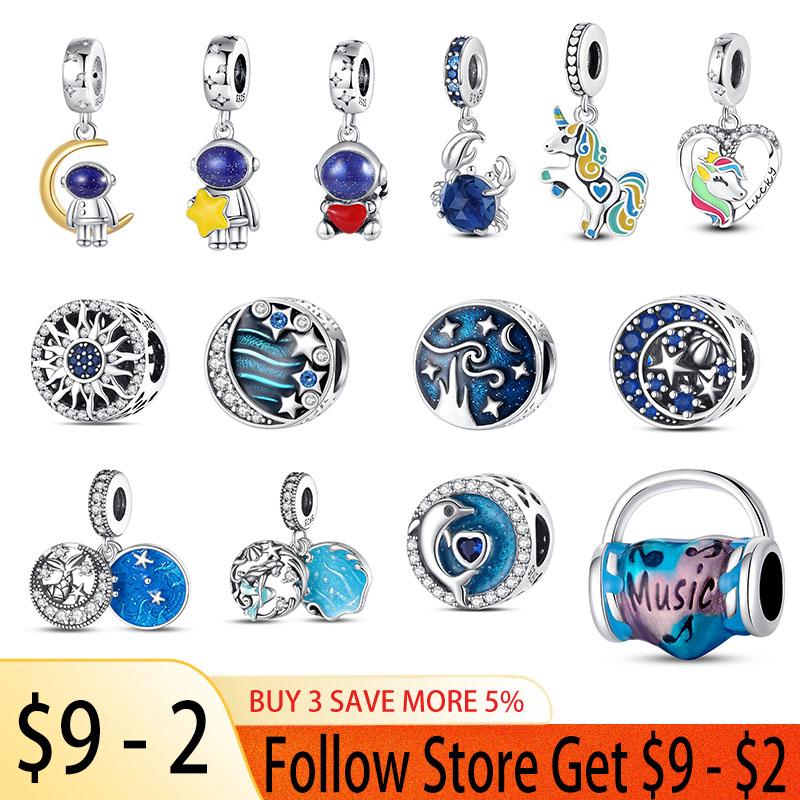 

925 Sterling Silver Astronaut Space Collection and Ocean Butterfly Beads for 925 Original Bracelet DIY Anniversary