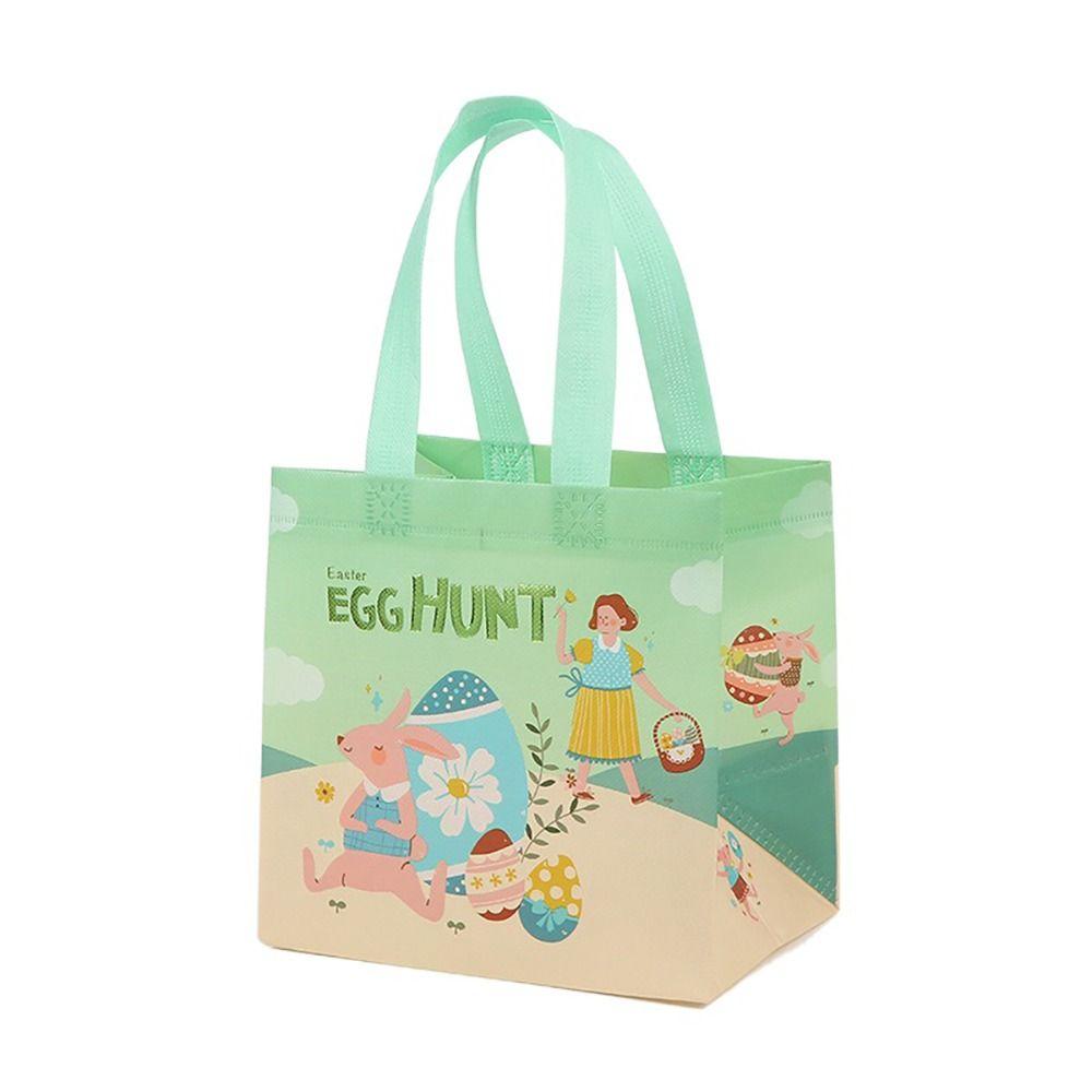 1PC Easter Gift Bag with Handle Protable Non-Woven Fabric Rabbit Egg Bunny Cute Candy Cookie Bag for Shopping Easter Party Decor