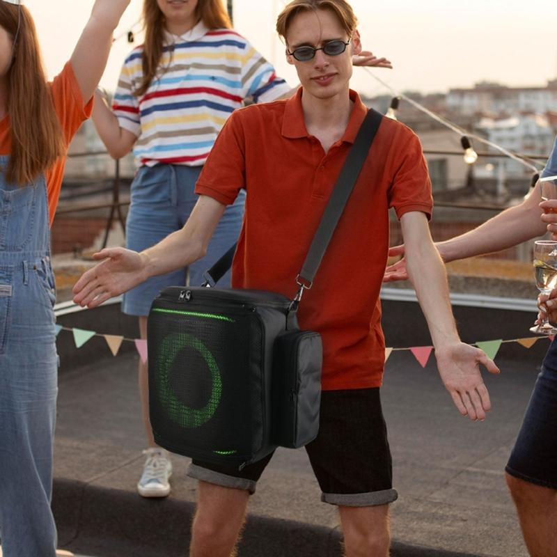 600D Nylon Speaker Carrying Case with Reinforced Pearls Cotton Padding Breathable K036 Mesh Front for PBE2