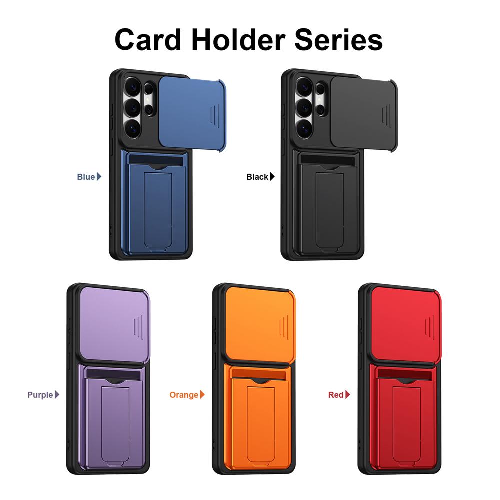 KEYSION Card Holder Bag Phone Case for Samsung S26 Ultra 5G Slide Camera Protection Kickstand Shockproof Cover for Galaxy S26+5G