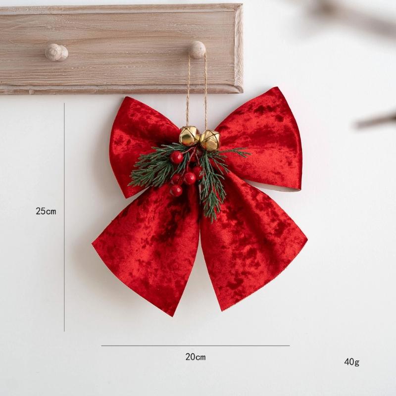 Classical Joyful Bows Ornament Cloth Designs Christmas Tree Fabric Decors Ideal for Christmas Decorations Year After Year