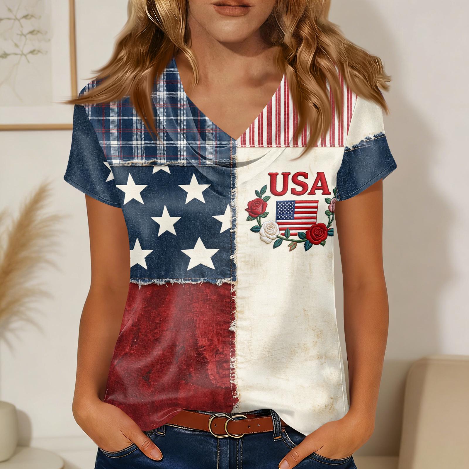 

Women s Fashionable Casual Print Short-sleeved T-shirt Top XL винний