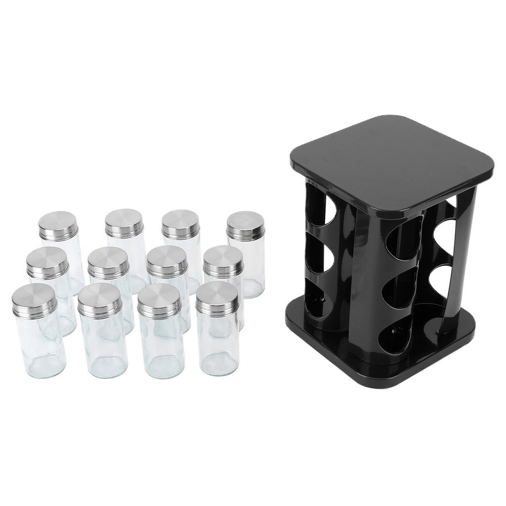 Revolving Spice Rack Stainless Steel Rotating Seasoning Spice Jar Rack for CountertopBlack