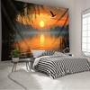 Sunset Flying Birds Digital Printing Polyester Wall Hanging Tapestry Decorative Living Room Bedrooms Office Background Gift