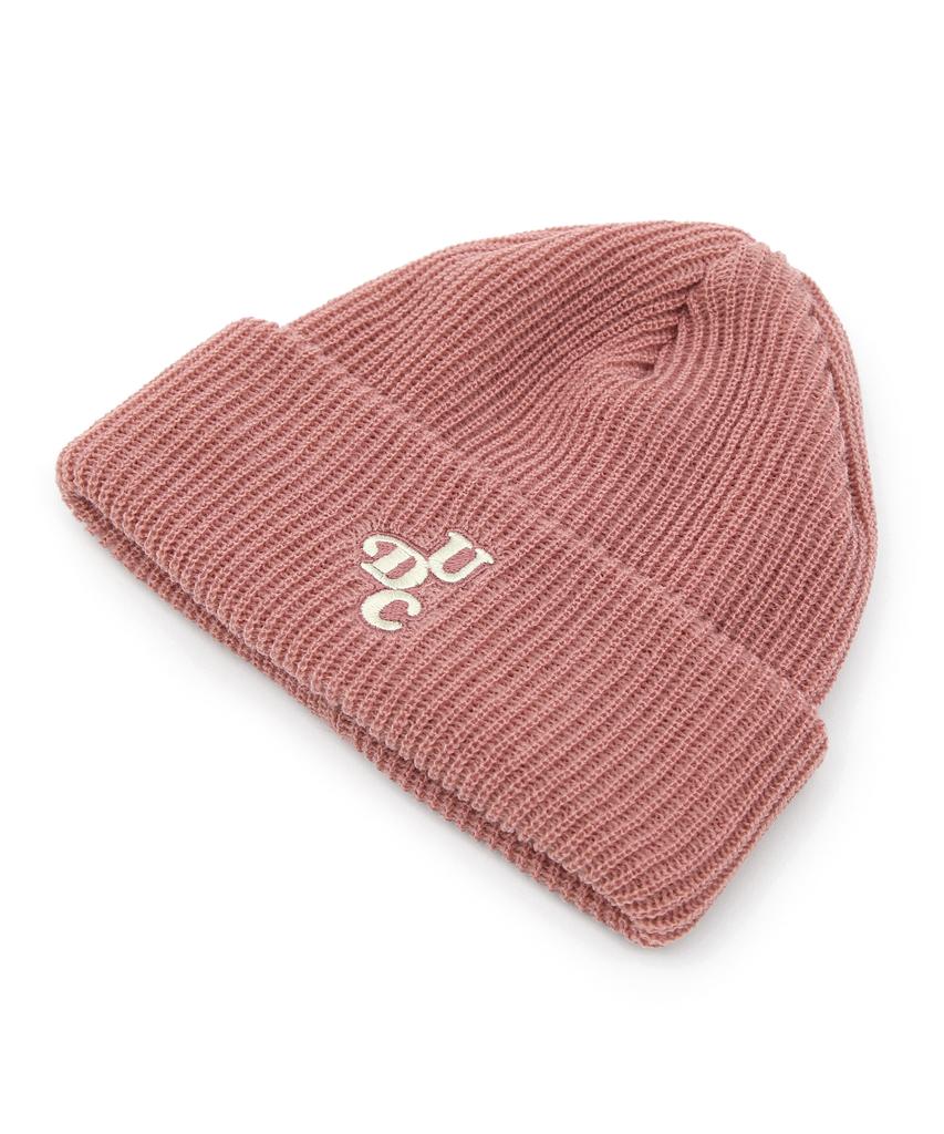 Eondeokeonteulol Winter Short Beanie Ribbed Knit Logo Embroidery Unisex Beanie Hat Beanie / Original Script / Pink