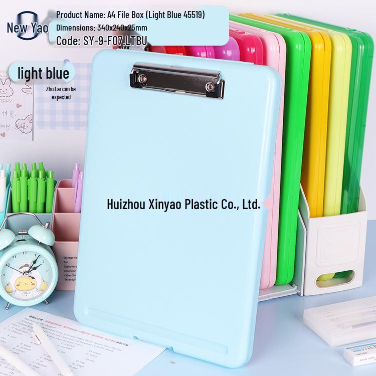 Large Capacity A4 File Box with Pen Slot & Clipboard for A5 Paper Storage
