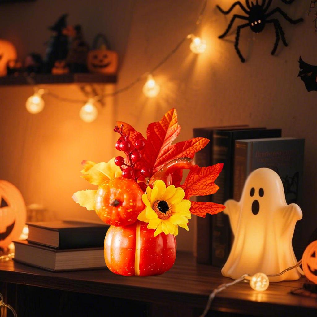 Autumn Pumpkin Sturdy Table Centerpiece Thanksgiving Artificial for Mantel, Fireplace, Desk,