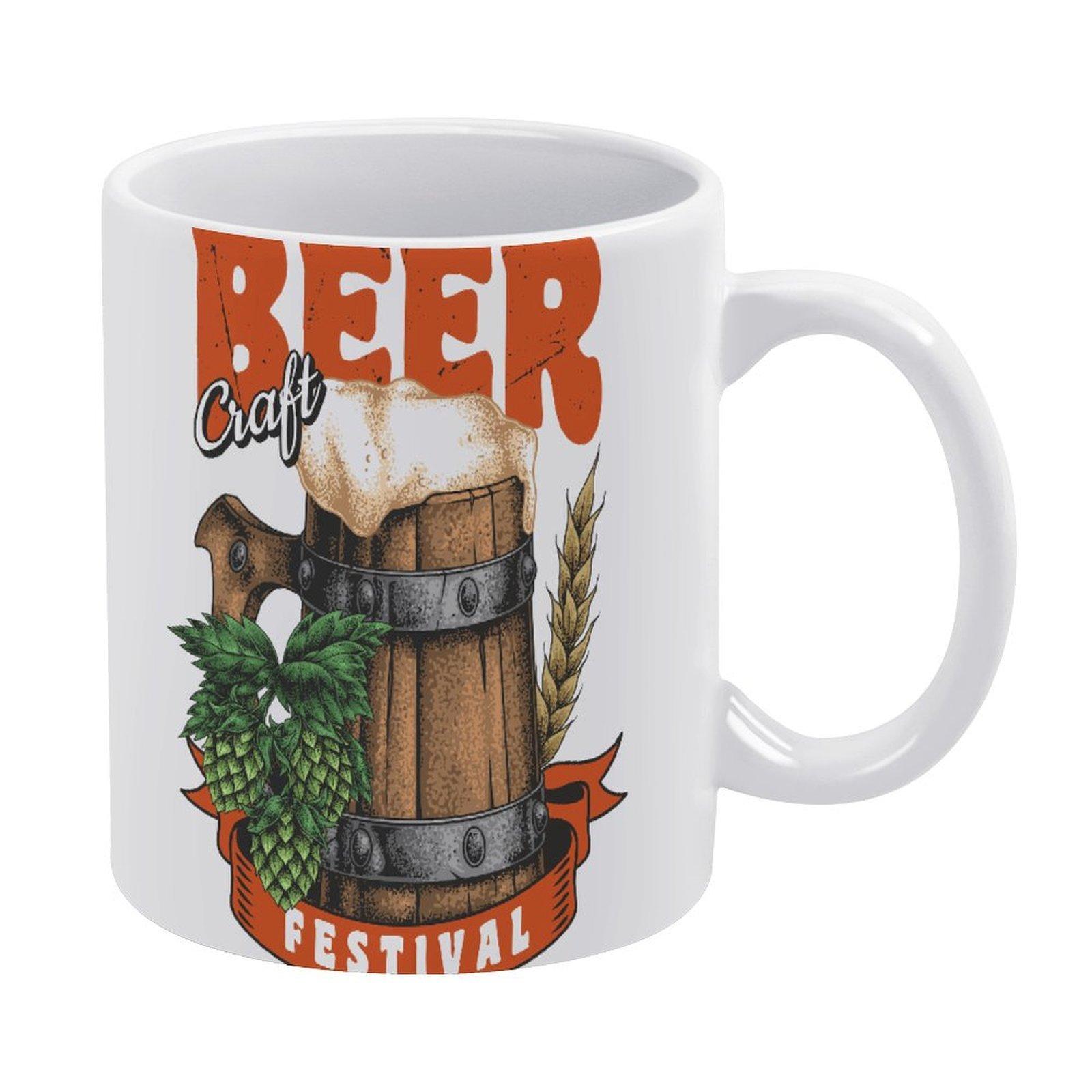 

1 шт. 11 унций Белая керамическая кружка с двухсторонним дизайном для любителей пива, Повседневная кофейная чашка, Идеальная простая идея для подарка белый