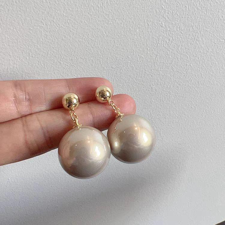 Large Retro 925 Pearl Earrings with Niche Ear Buckles for Women