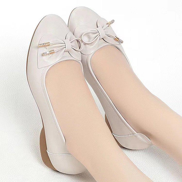 Soft Leather Soft Sole Mother Shoes New Spring and Autumn Single Shoes Women's Wedge Heel Non-slip Women's Shoes Work Comfortable Versatile Casual