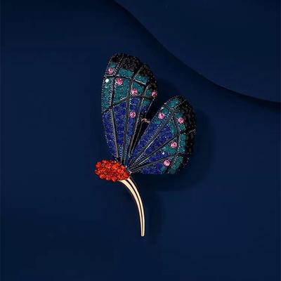 Exquisite Blue Butterfly Brooches for Women Elegant Temperament Corsage Clothing Accessories Jewelry