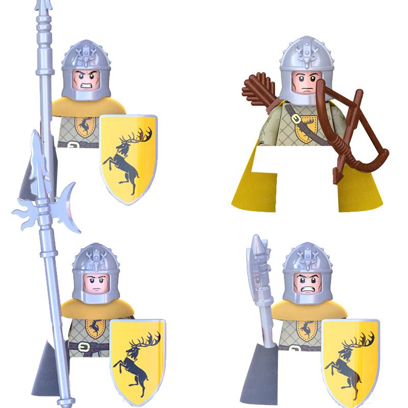 Military Building Blocks Solider Figures Gifts Toys Movie Science Fiction Series Medieval Knight Legion Weapons Shield Flag MOC
