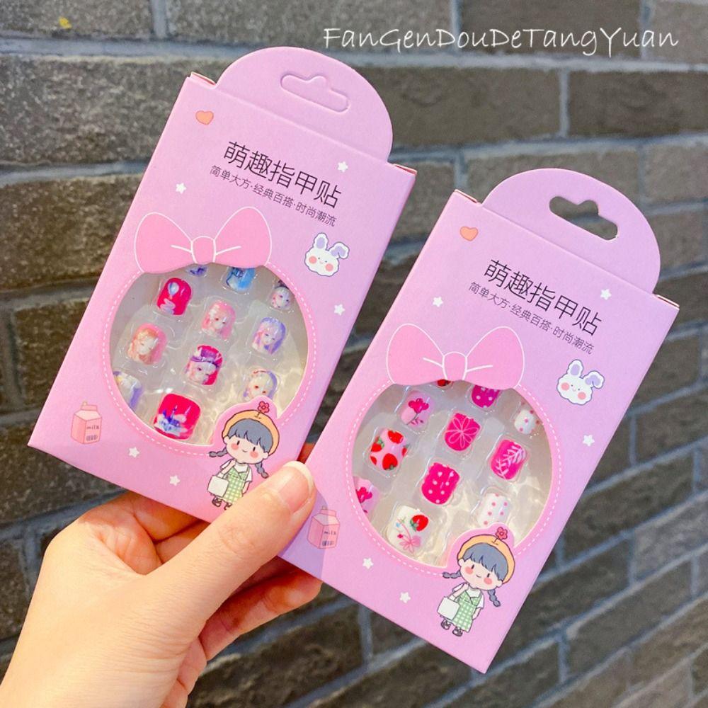 

Маникюрные инструменты мультфильм с обратной клейкой накладкой накладные ногти для дизайна ногтей наклейка детские накладные ногти