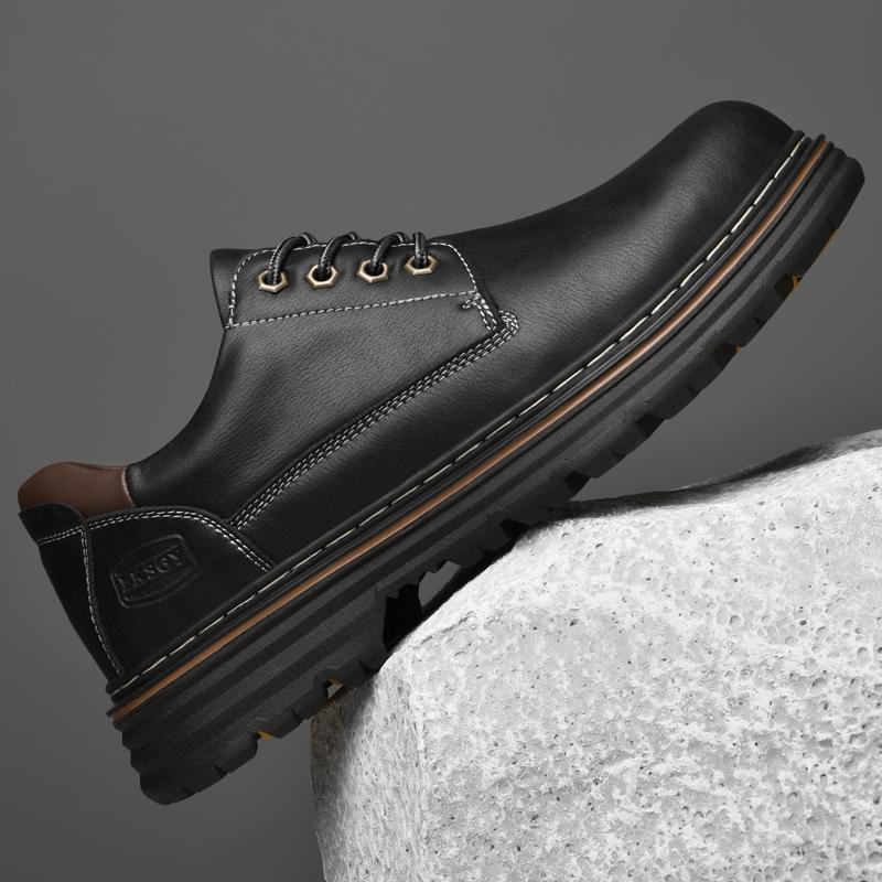 Men Casual Shoes lace up Genuine Leather men Sneakers Luxury Trainers Spring autumn High Street oxfords men Black Shoes