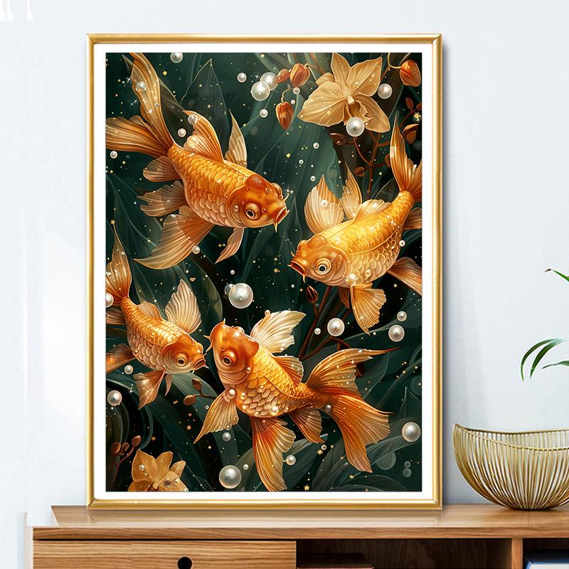 5d DIY Diamond Painting Cross Stitch Goldfish Pearl Diamond Embroidery Mosaic Full Round Drill Home Decor