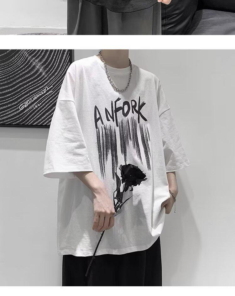 Men's Loose Fit Pure Cotton T-Shirt - Summer 2026 Trendy Short Sleeve Casual Wear.