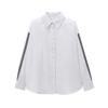 Fashion Style 2024 Fall and Winter New Women's Side Stripes with Decorative Poplin White Long Sleeves Shirt 3666180