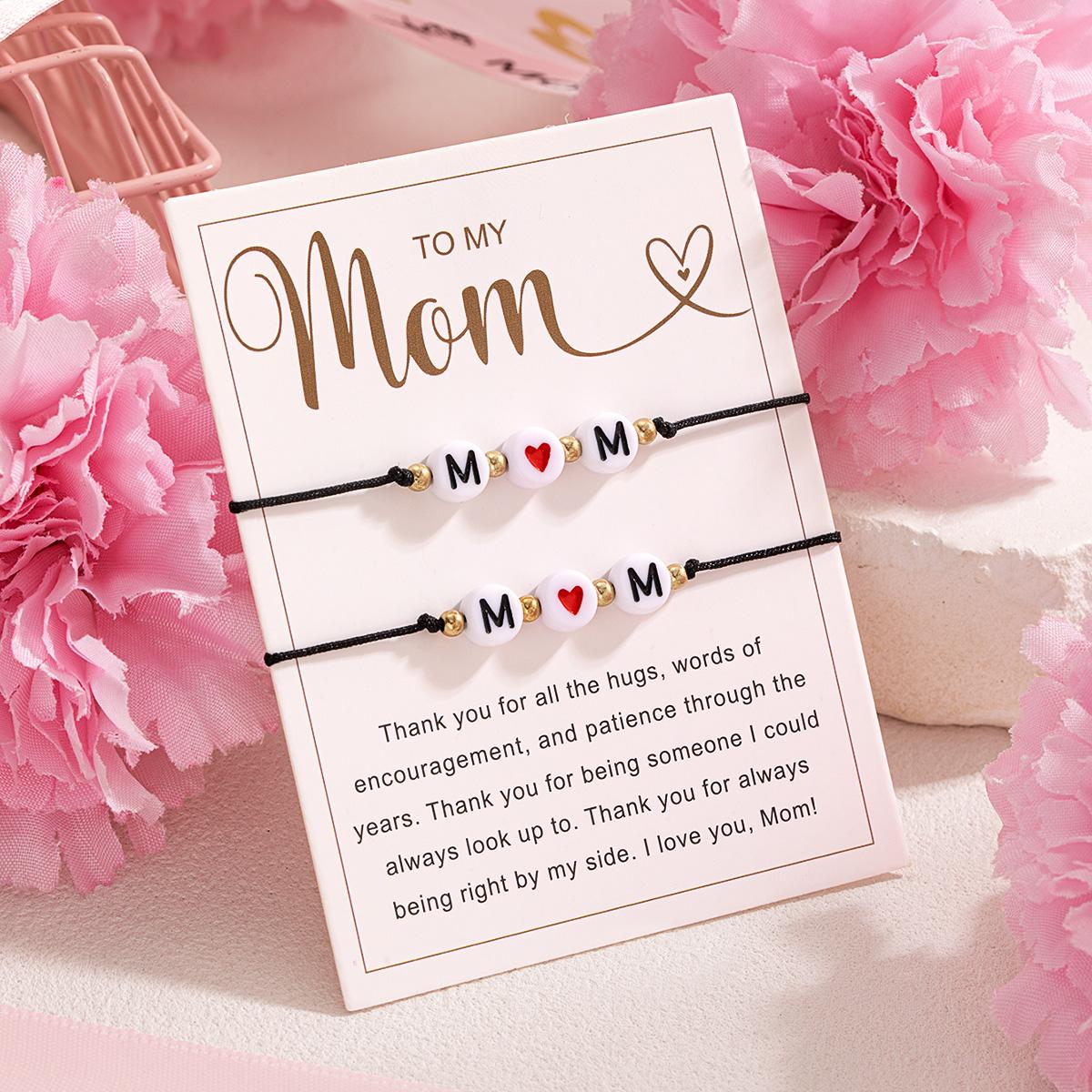 

2 Mother s Day Letter MM Love Weaving Rope Bracelet Blessing Card Hand Rope The Best Gift for Mothers on Holidays