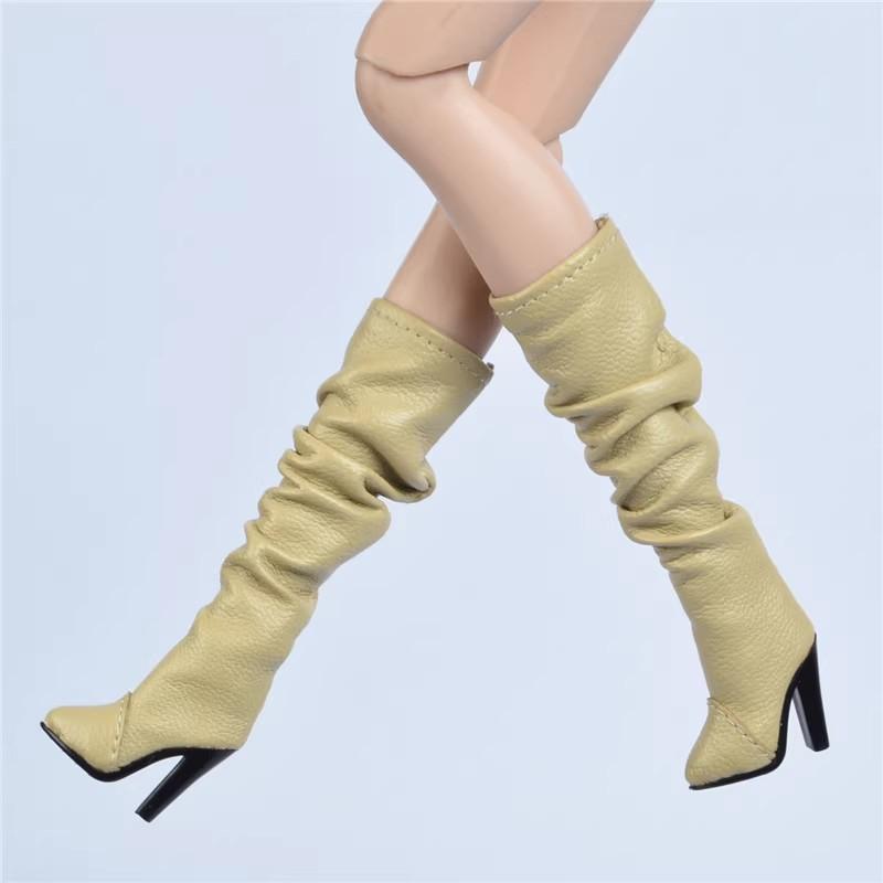 

1/6 Doll Wrinkle Knee High Boots Trendy High Heel Shoes Supermodel Doll Dress Up Plaything Boots For 12Inch Figurine Fr2 Fr6.0 30Cm Doll