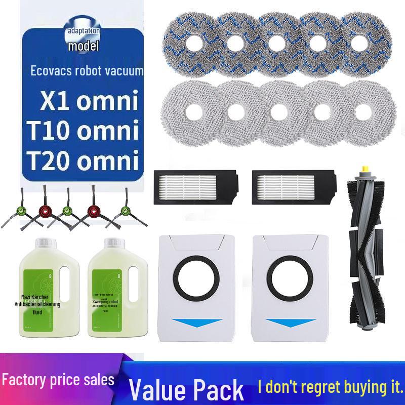 Compatible Side Brushes, Main Brush, Mop, and Filter for Ecovacs X1/T10 Omni/T20 Pro Robot Vacuums