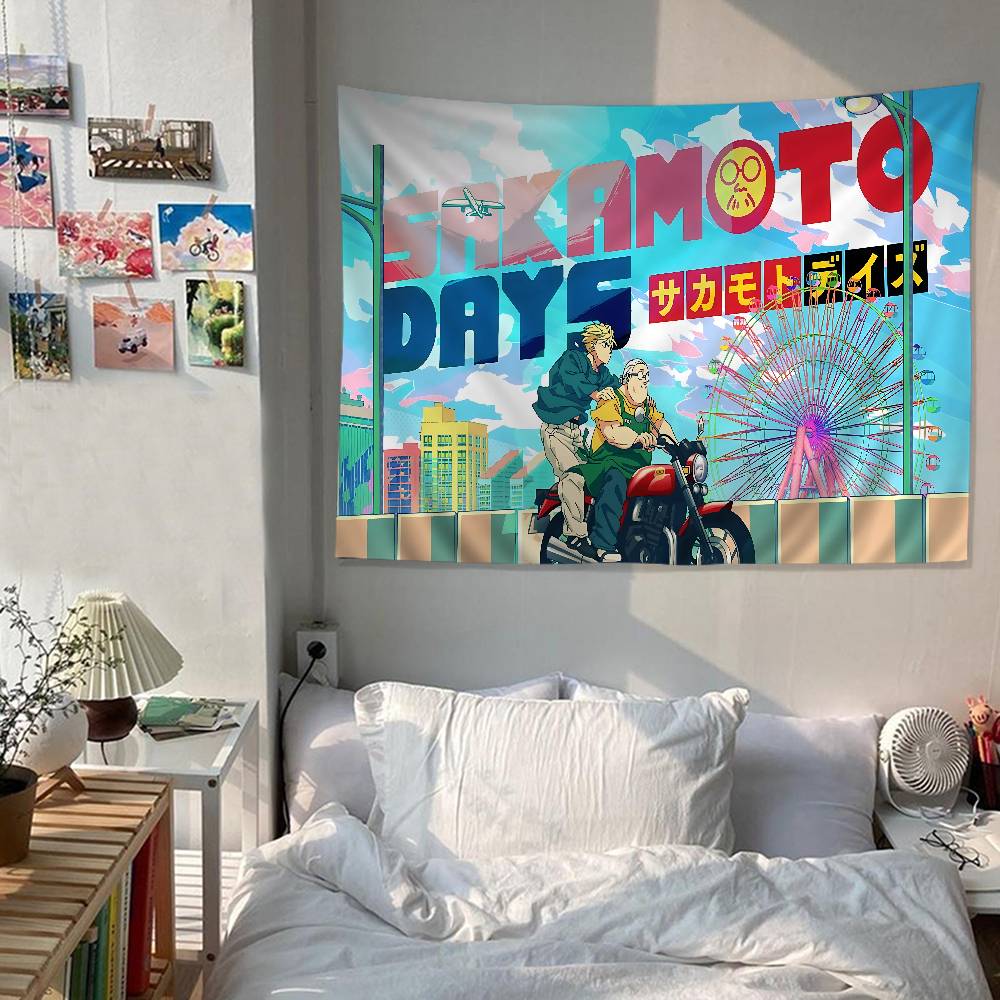 SSakamoto Days Anime Printed Large Wall Tapestry Indian Buddha Wall Decoration Witchcraft Bohemian Hippie Decor Blanket