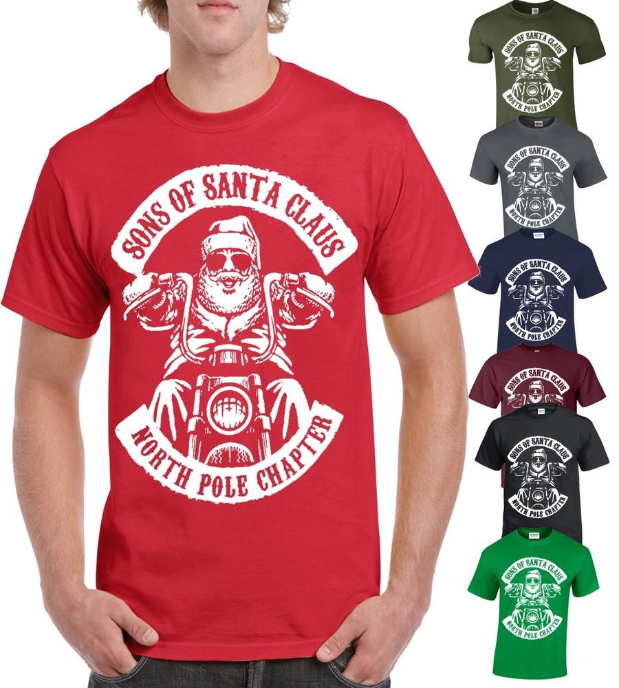 

Sons Of Santa Mens T-shirt Funny Biker Decembeard Fancy Christmas Gift Xmas 620 L