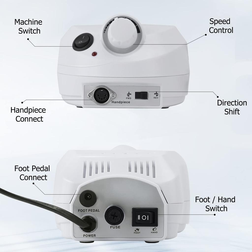 Electric Acrylic Nail Drill 30000 RPM Nail File with Foot Pedal Manicure Set, Nail Grinder for Gel Nails with Nail Drill Bits