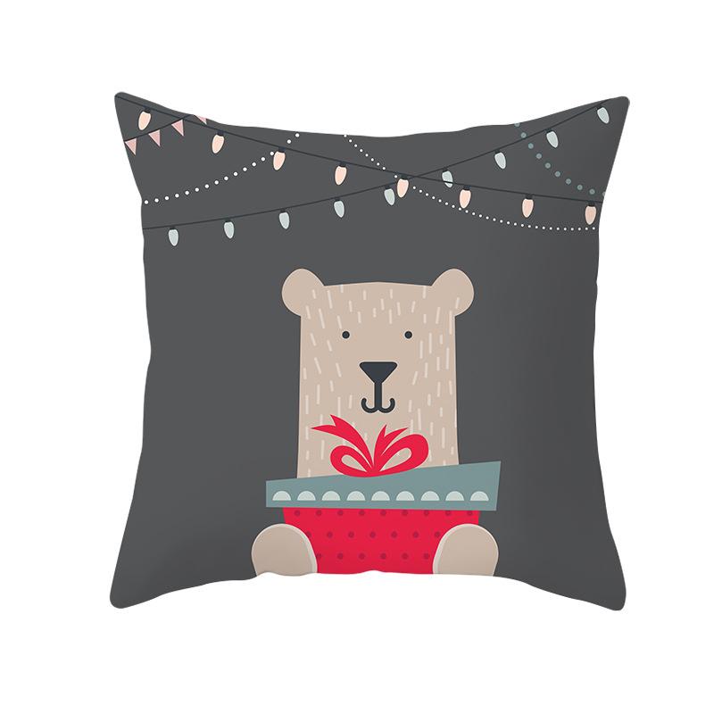 Cartoon Christmas Peach Skin Pillow Cover New Sofa Cushion Cover Square Cushion Pillow Cover