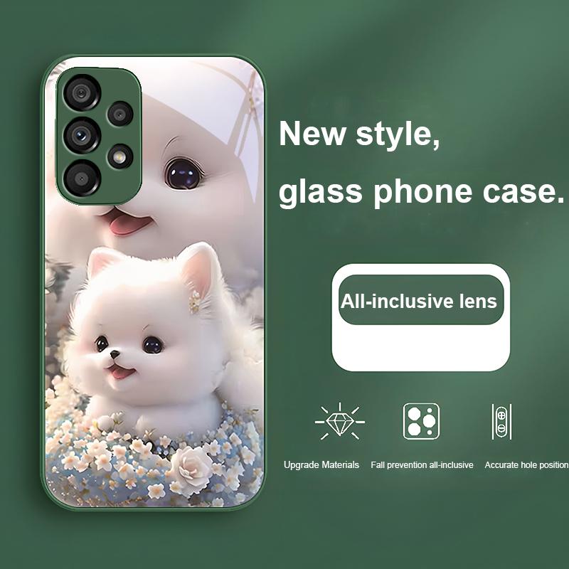 Süßes Haustier Süßer Welpe Hund Für Samsung Galaxy S24 Plus S20 21 FE S23 Ultra S8 9 A70 72 73 50 51 52 53 Gehärtetes Glas Handyhülle