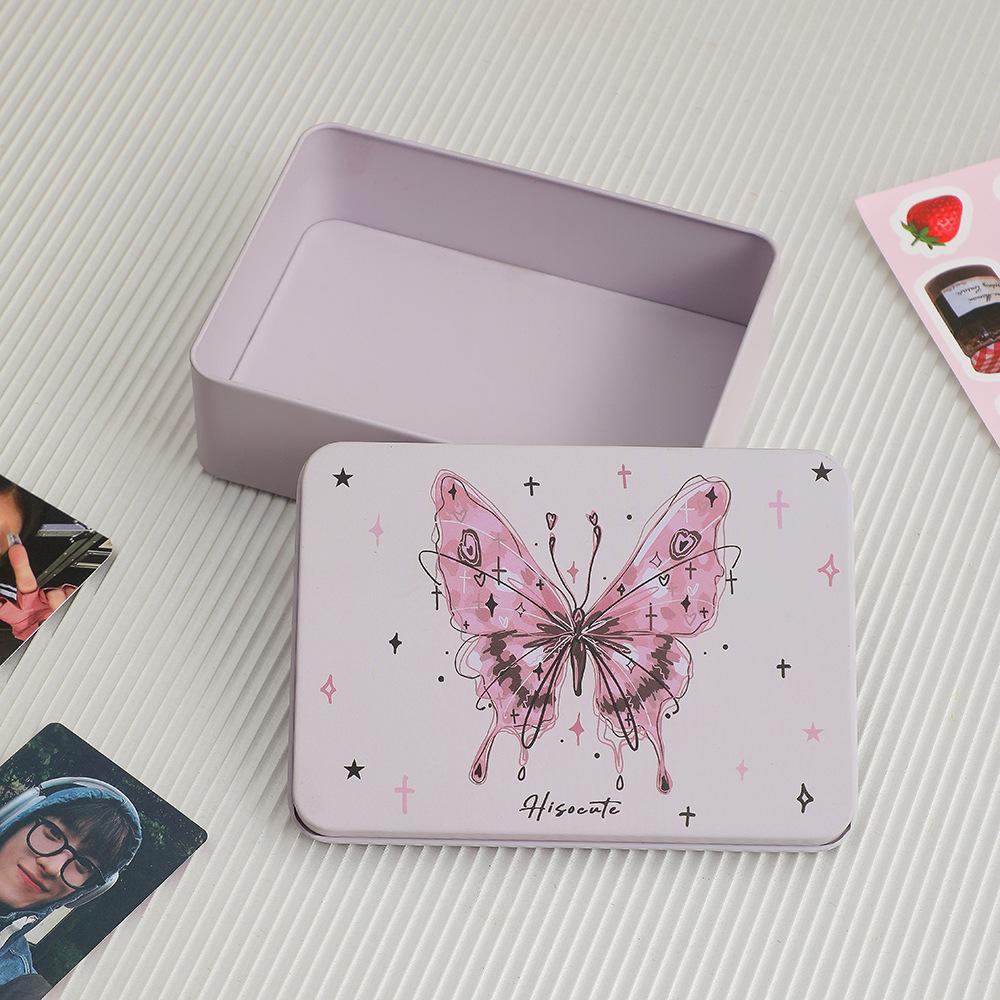 Ins Style Girl DIY Hand Account Sticker Goo Card Storage Box Student Desktop Finishing Star Card Storage Iron Box