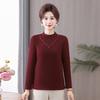 Women's Long-Sleeve Velvet-Lined Warm T-shirt for Middle-Aged & Elderly - Autumn/Winter Layer